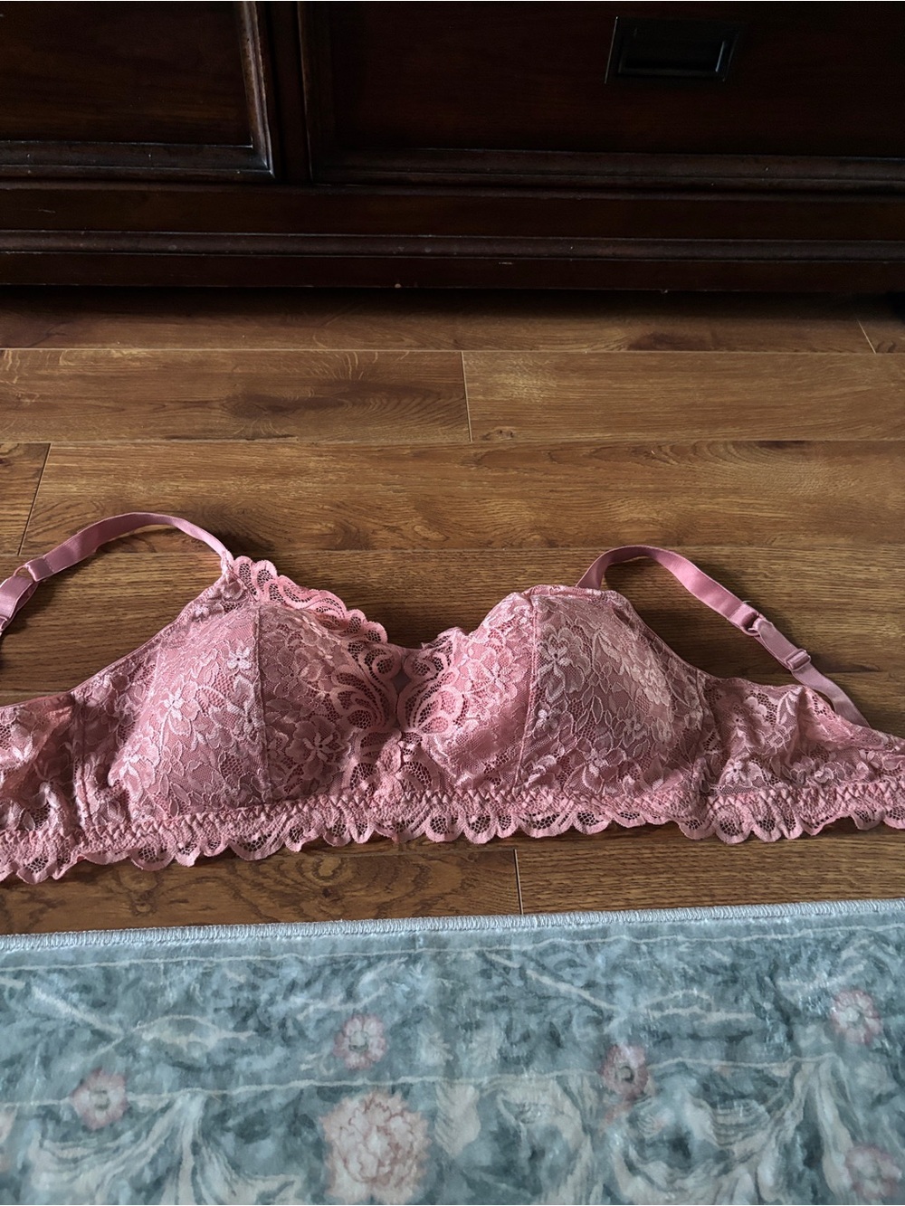 Dusty Pink Lace Longline Bra - size 2X